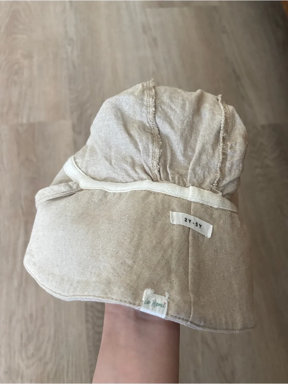 Kids Neutral Beige Cotton Bucket Hat